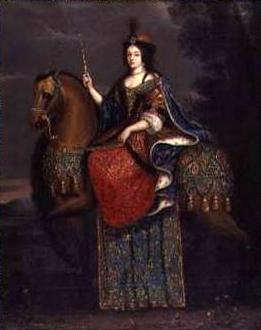 unknow artist Portrait of Queen Marie Casimire in coronation robes on horseback. oil painting image